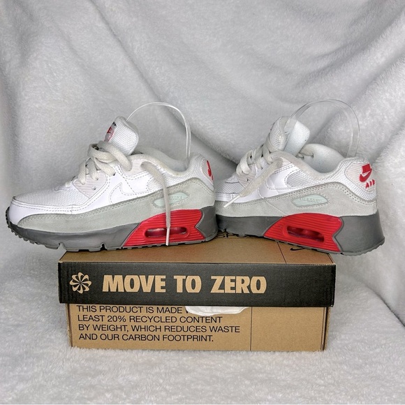 Nike Pre-School Air Max 90 | size 1 | white grey red - Picture 9 of 12